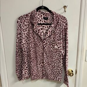NWOT Kate Spade Pink Leopard Print Pajama Top Only Sz XL